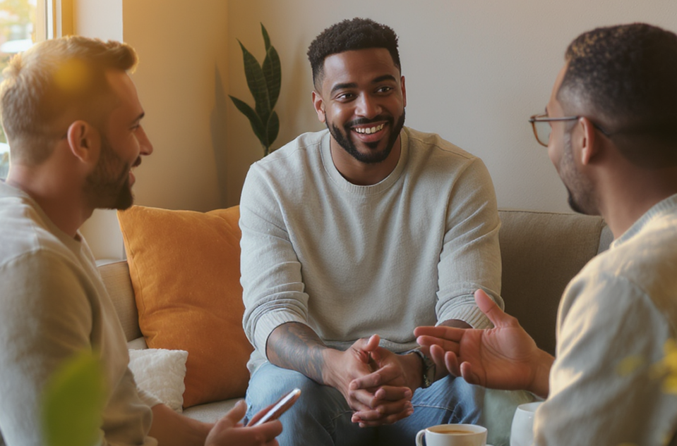 Men having a conversation